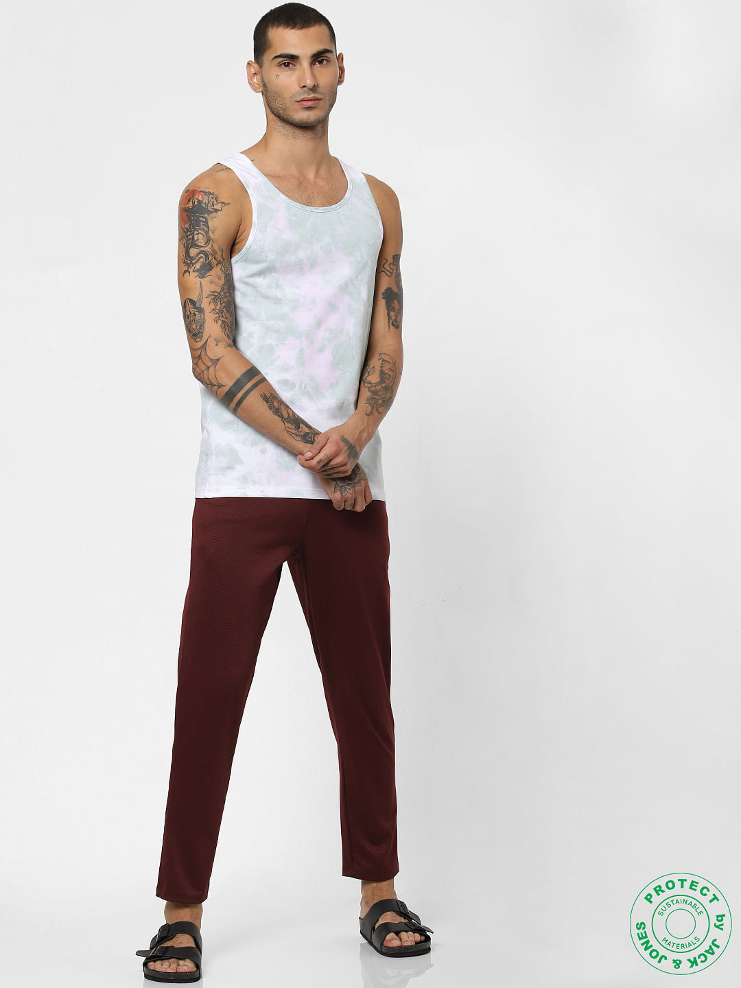White Tie-Dye Print Vest