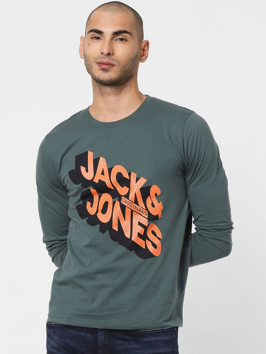 Green Logo Print Crew Neck T-shirt