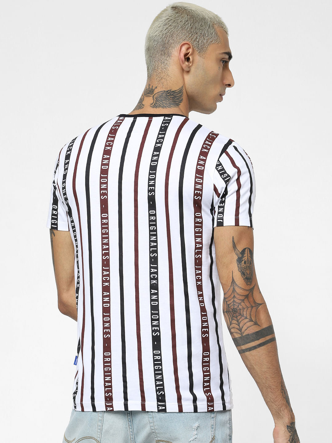 White Striped Crew Neck T-shirt