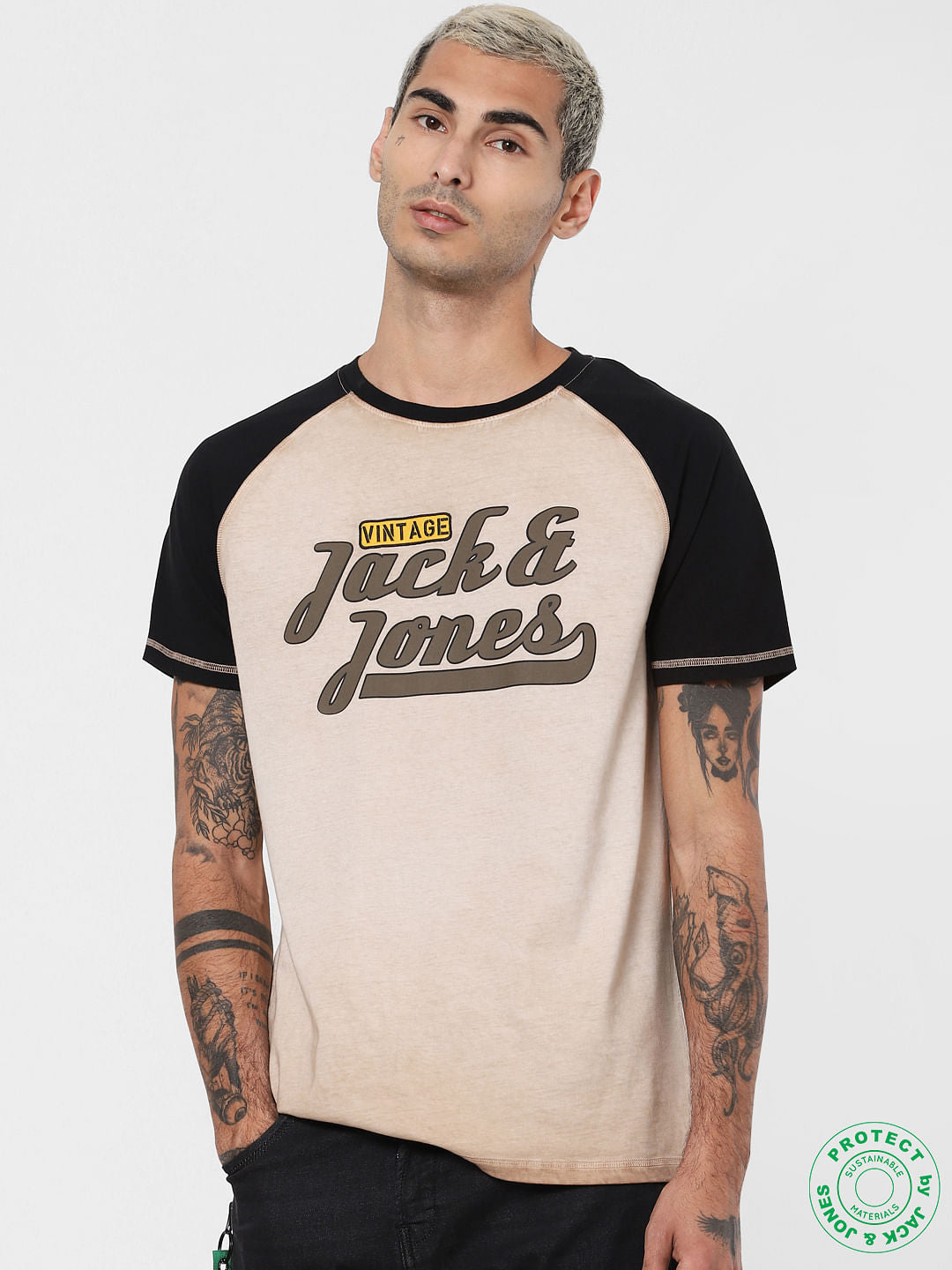 Brown Dyed Logo Print T-shirt - S