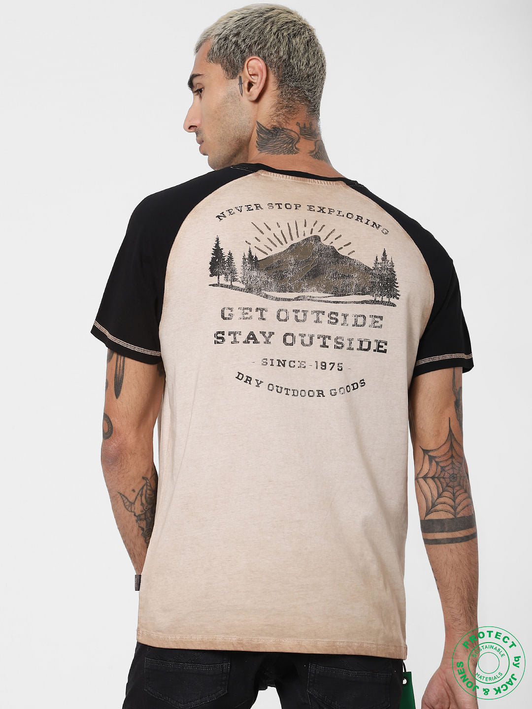 Brown Dyed Logo Print T-shirt