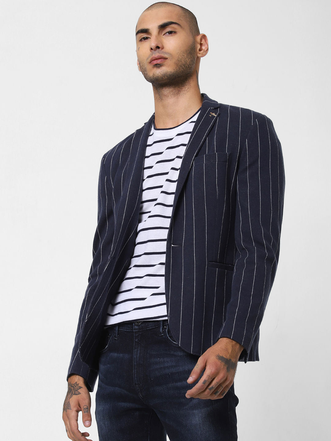 White Striped Crew Neck T-shirt - S
