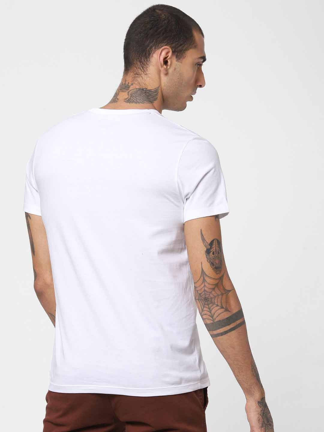 White Logo Print Crew Neck T-shirt