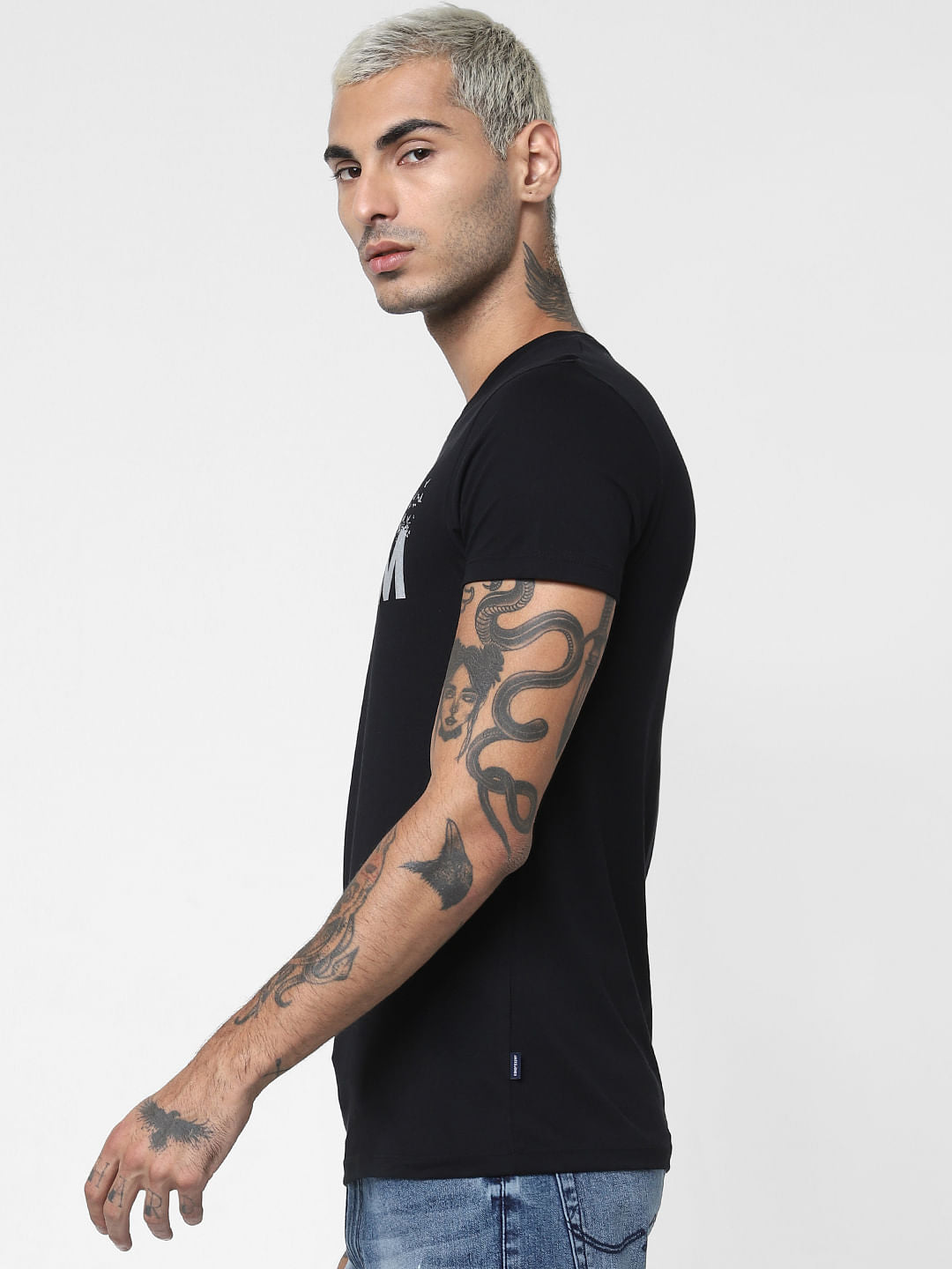 Black Logo Print Crew Neck T-shirt