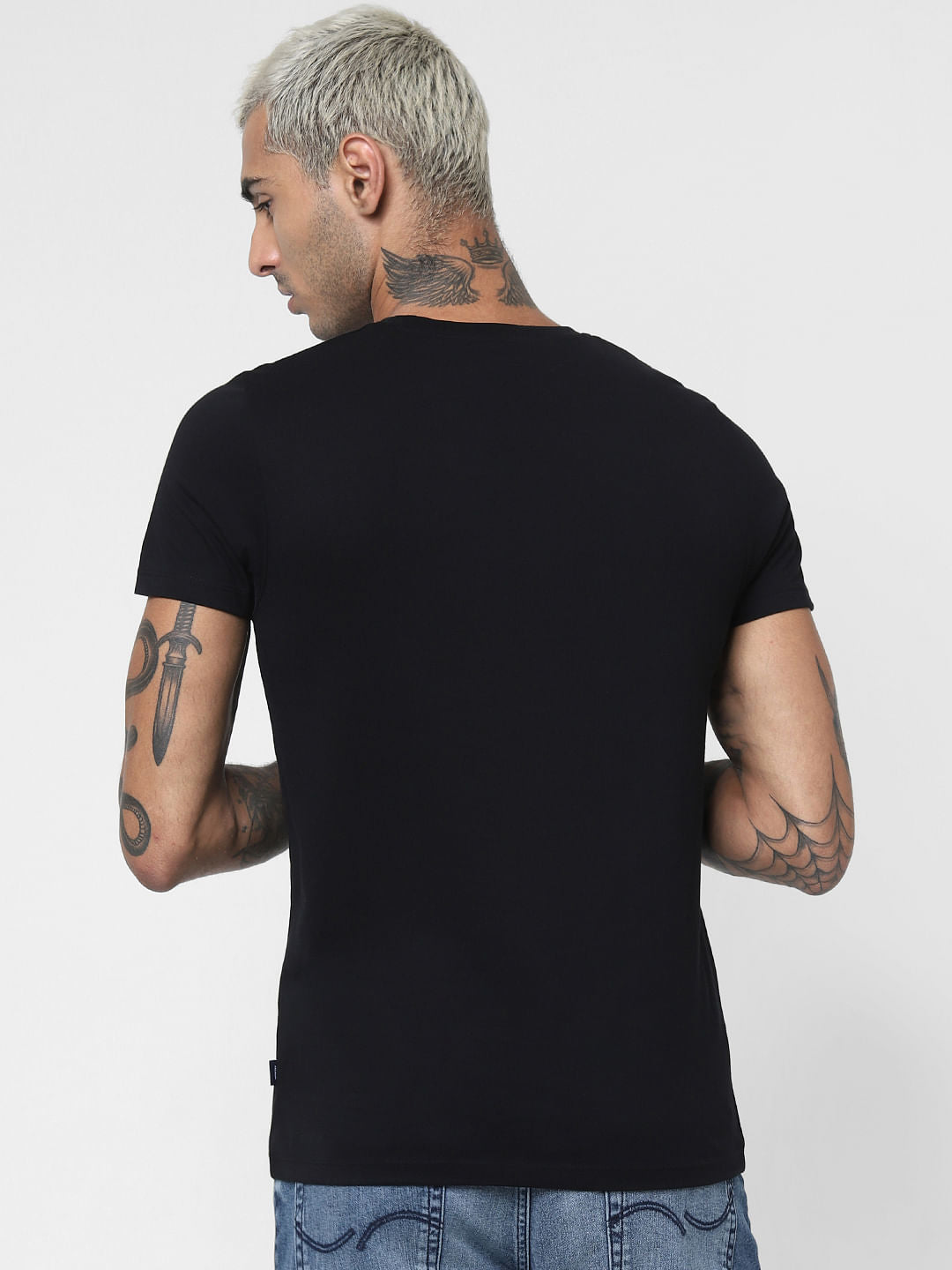 Black Logo Print Crew Neck T-shirt