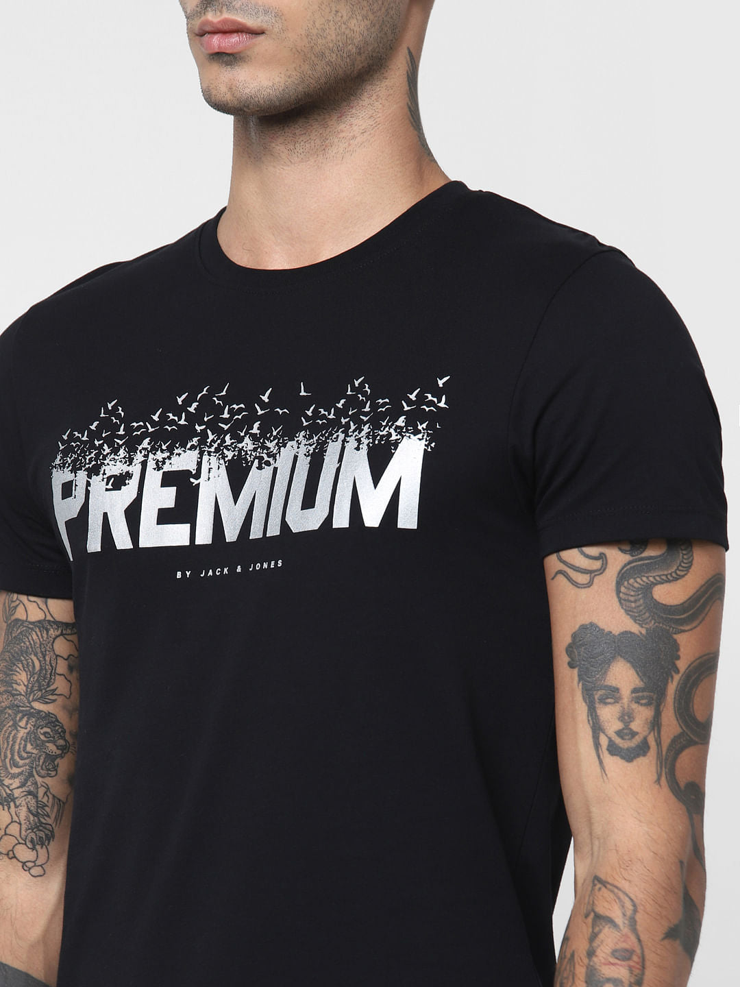 Black Logo Print Crew Neck T-shirt