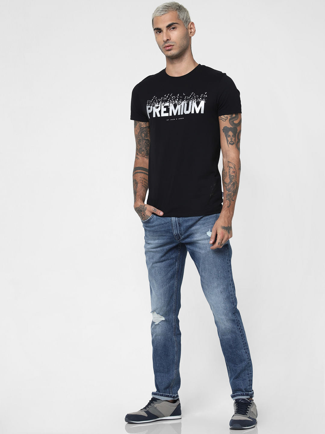 Black Logo Print Crew Neck T-shirt