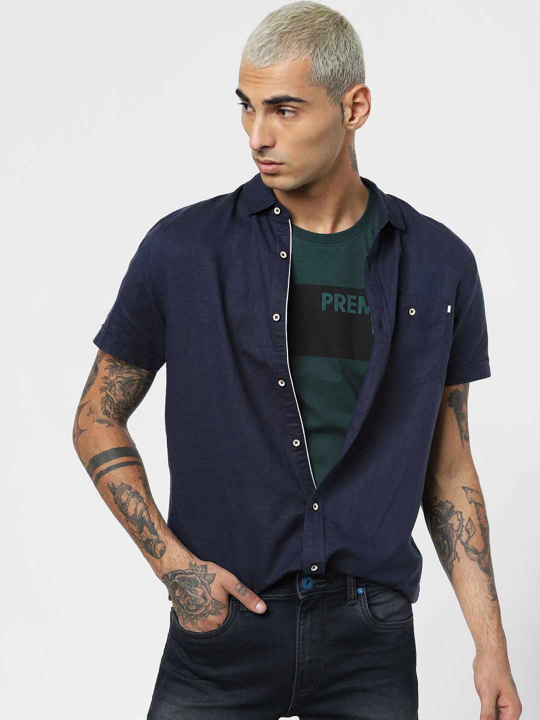 Green Logo Print Crew Neck T-shirt