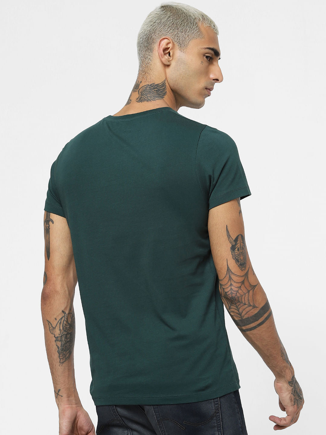 Green Logo Print Crew Neck T-shirt