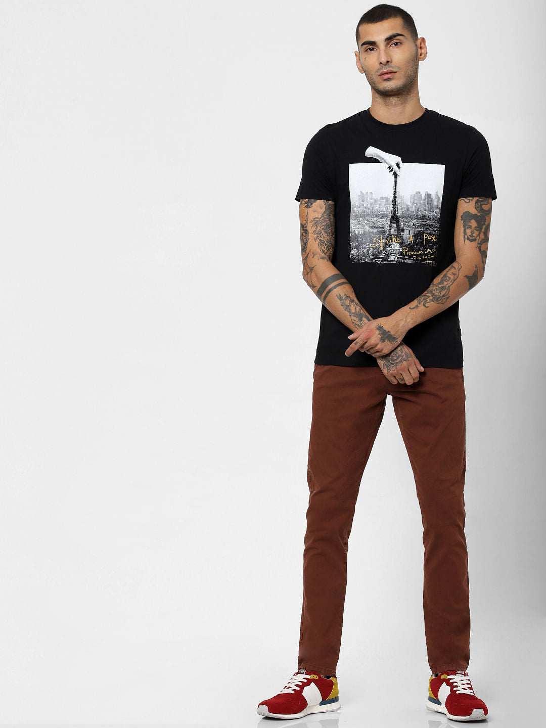Black Eiffel Tower Print T-shirt
