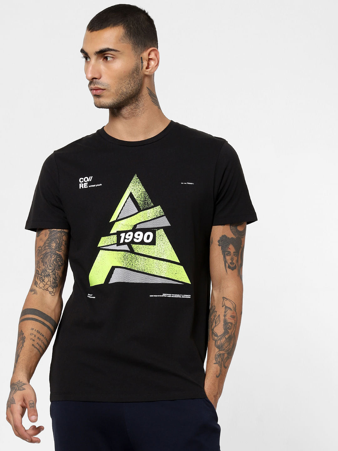 Black Graphic Print Crew Neck T-shirt