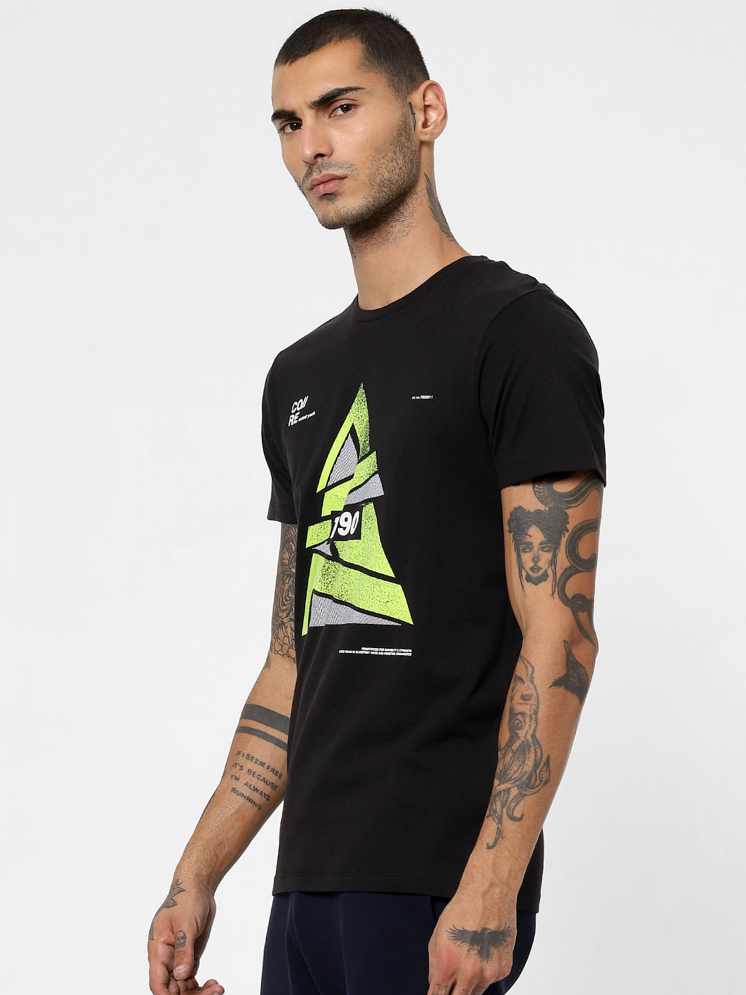 Black Graphic Print Crew Neck T-shirt