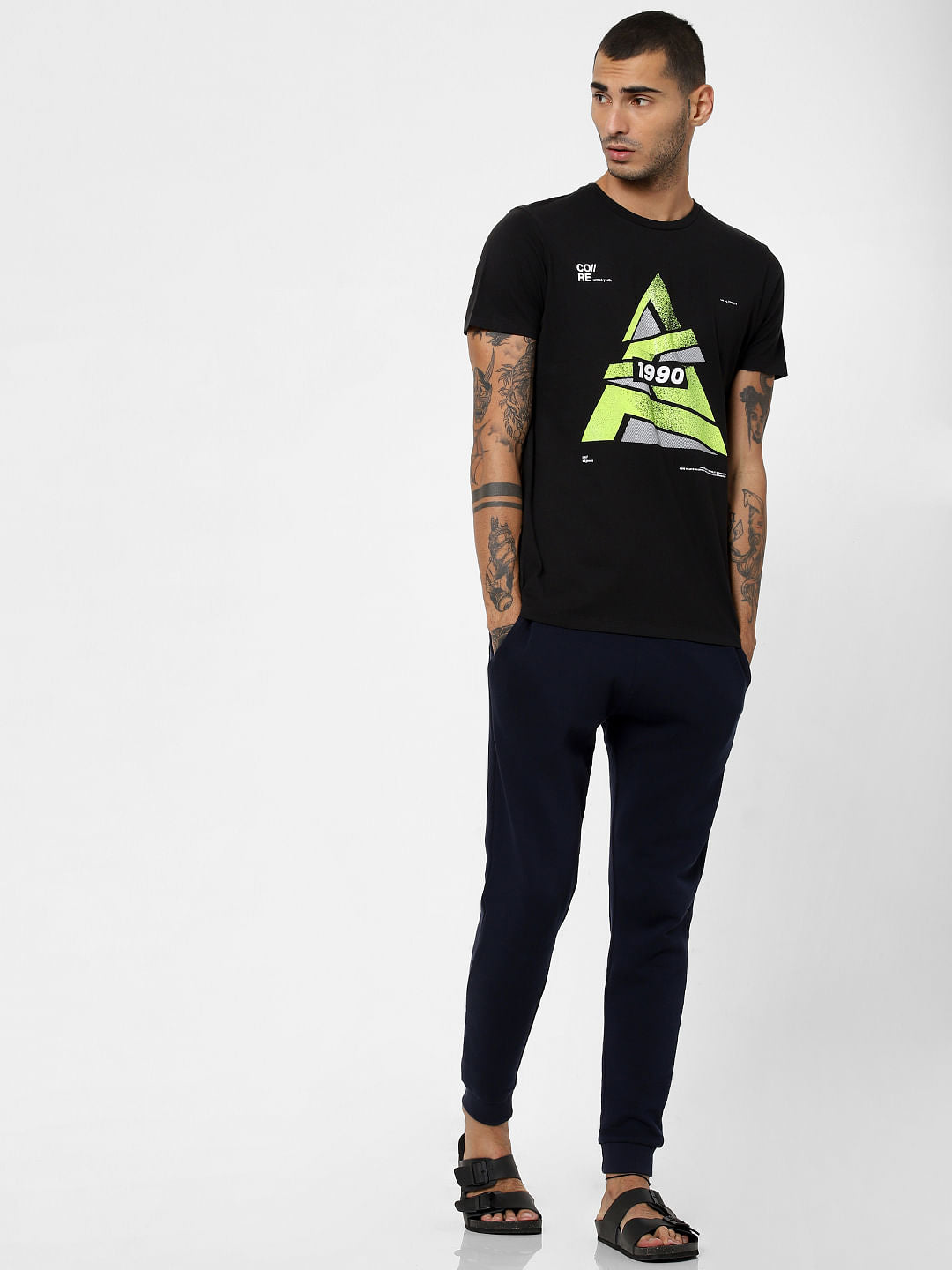 Black Graphic Print Crew Neck T-shirt