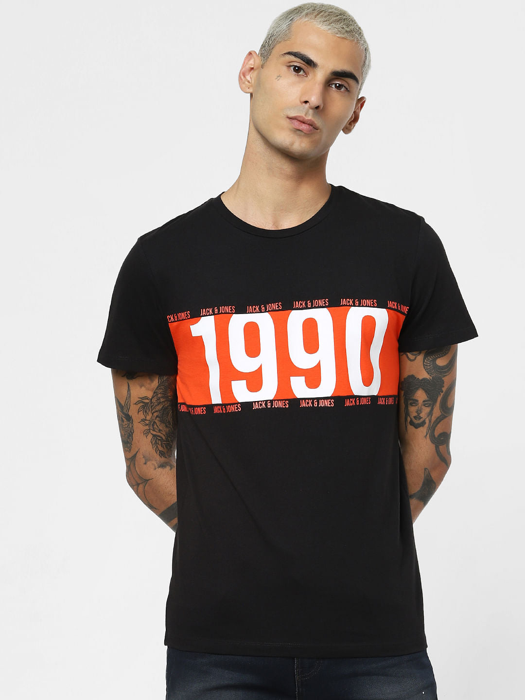 Black Logo Print Crew Neck T-shirt