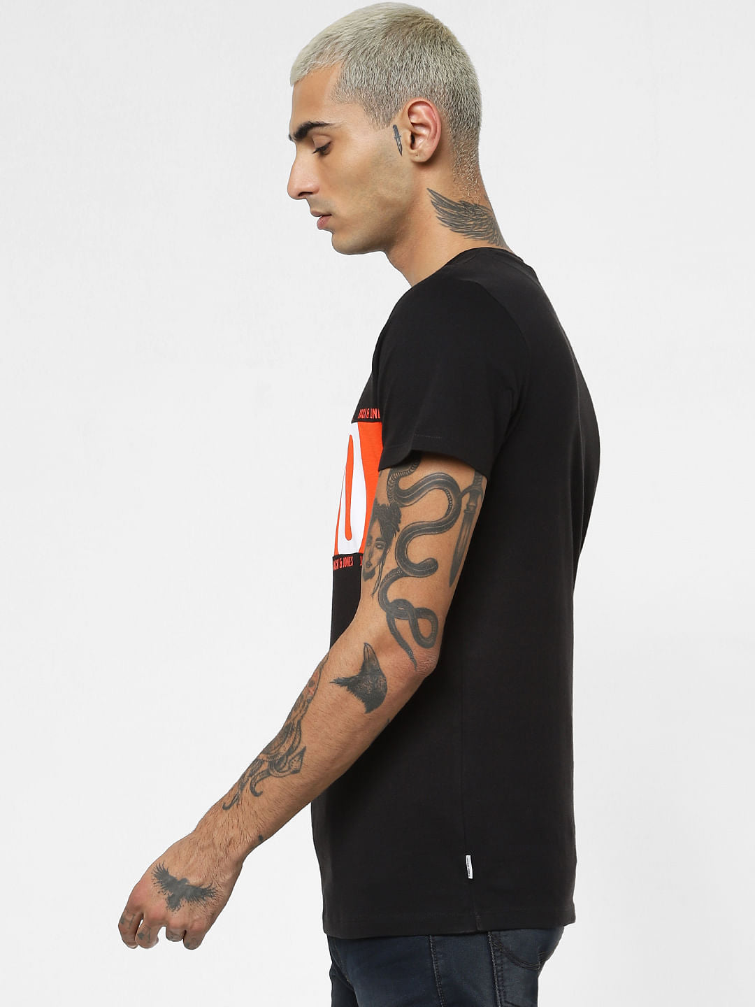 Black Logo Print Crew Neck T-shirt