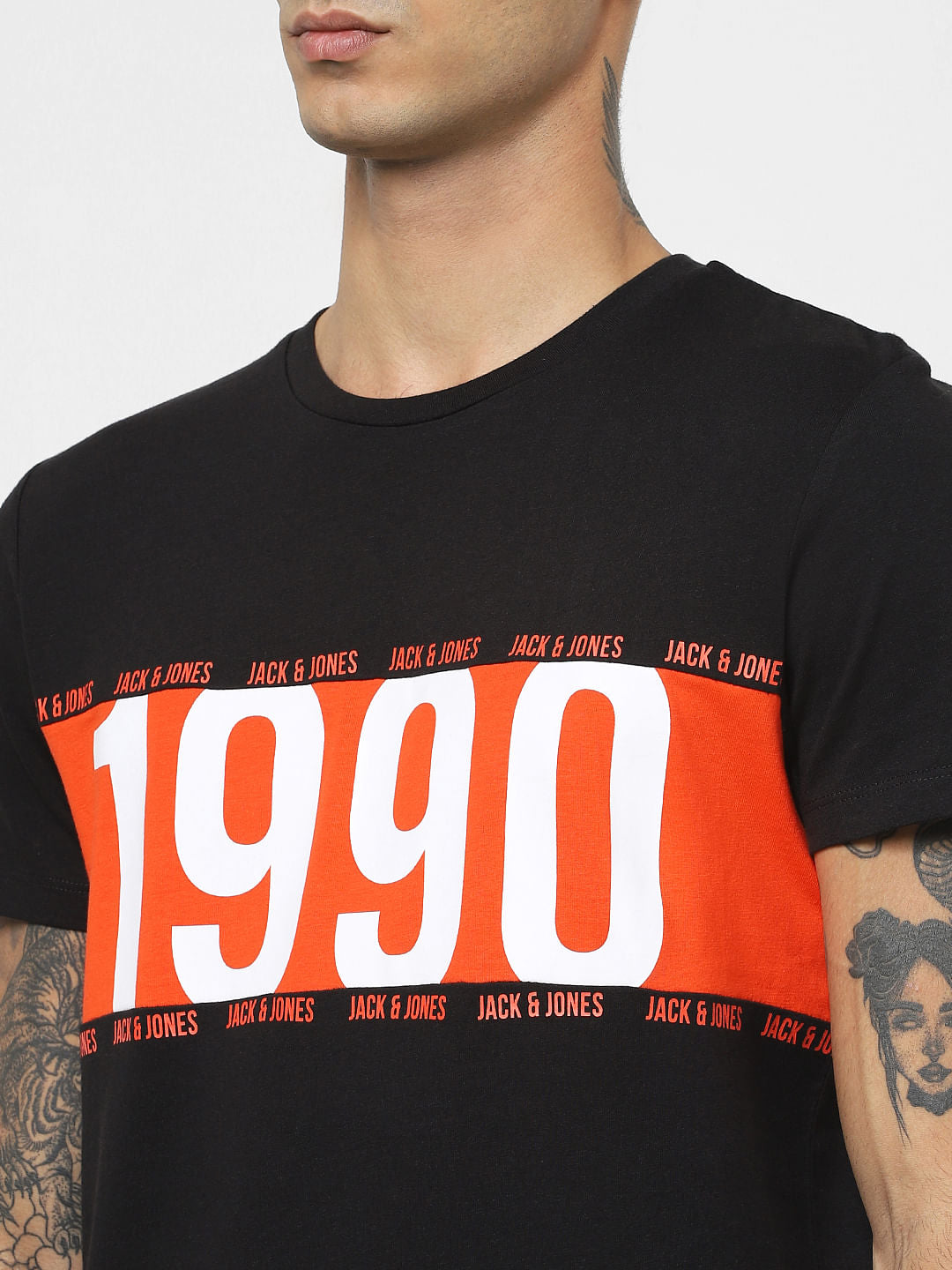 Black Logo Print Crew Neck T-shirt