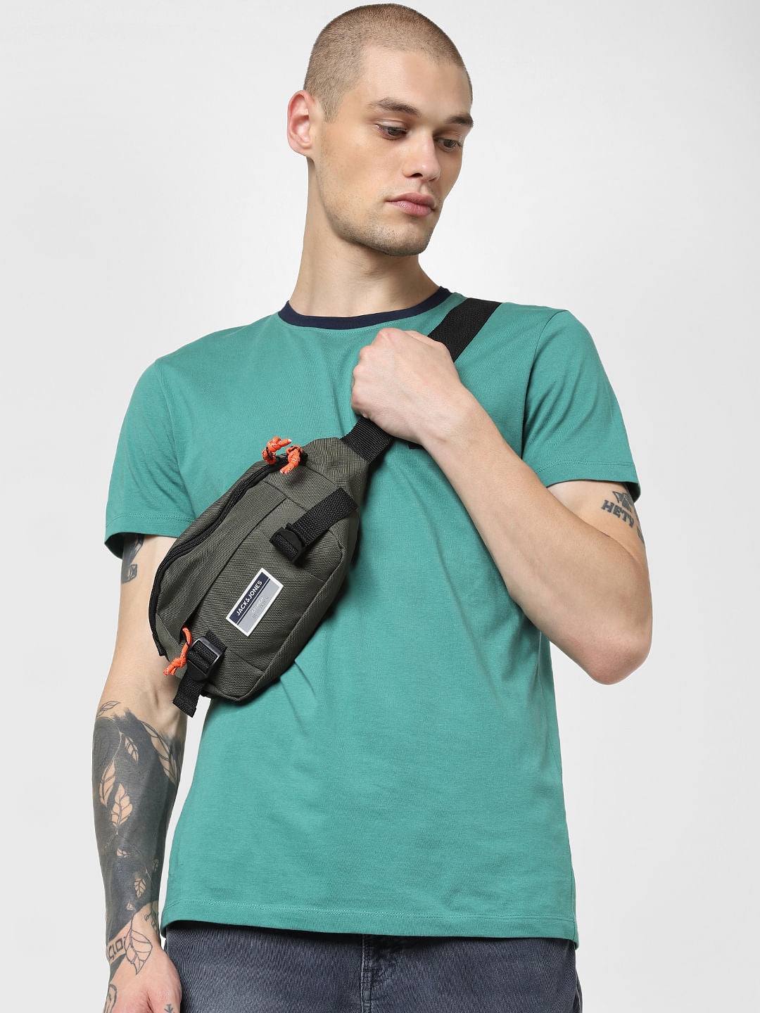 Green Logo Print Crew Neck T-shirt