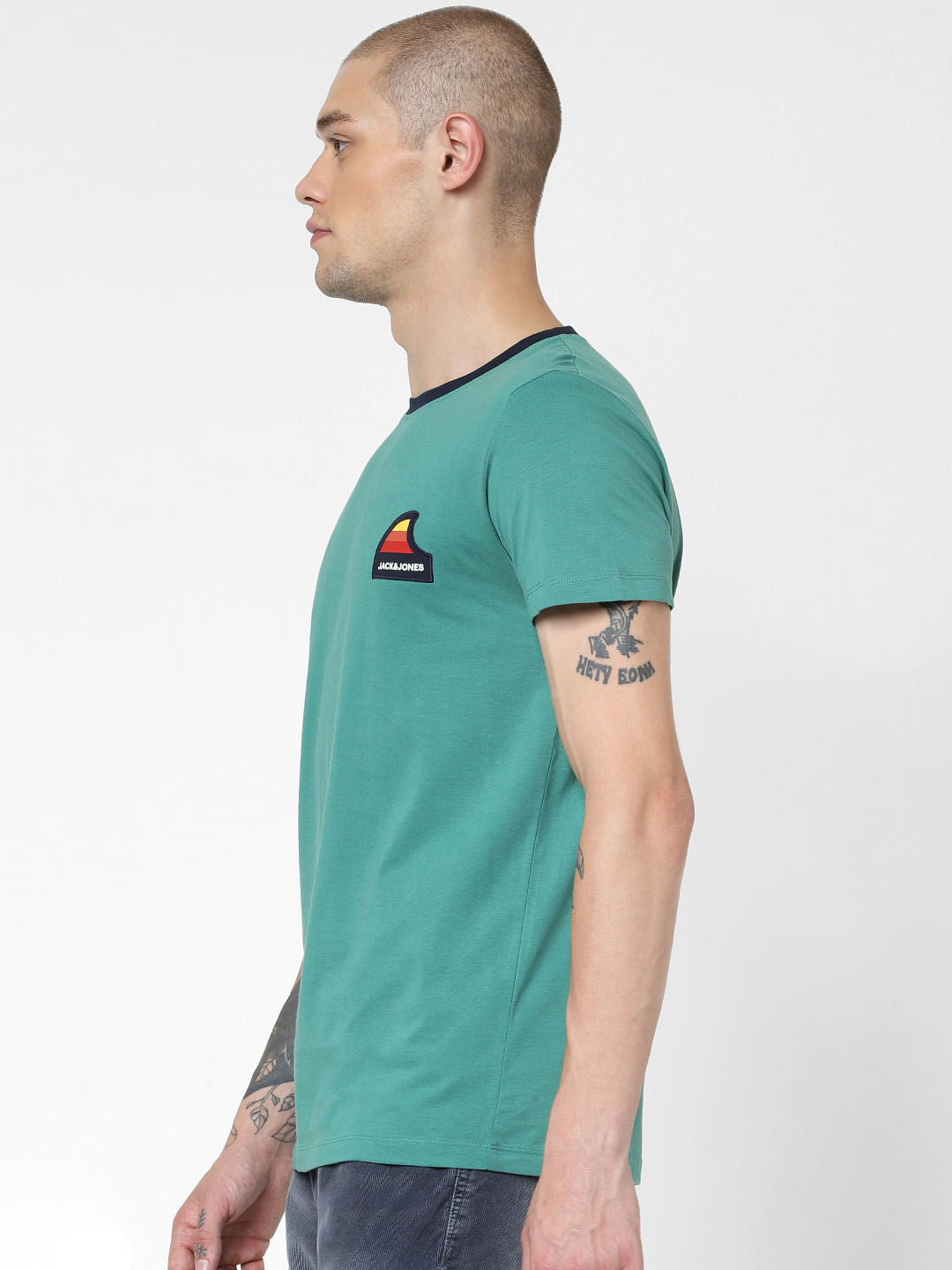 Green Logo Print Crew Neck T-shirt