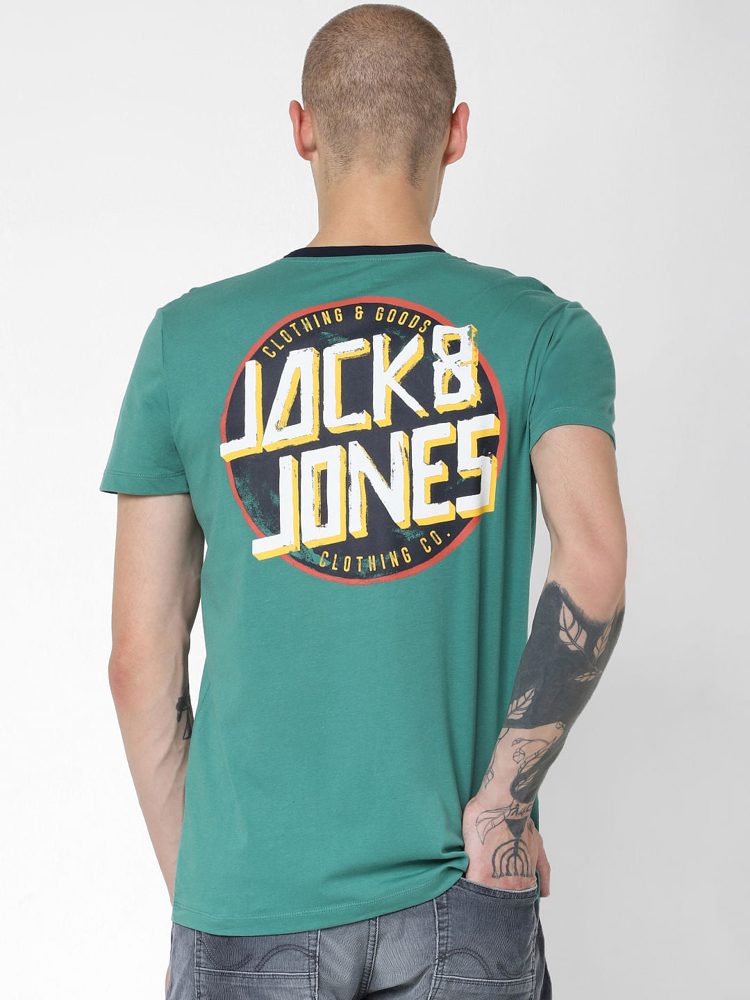 Green Logo Print Crew Neck T-shirt