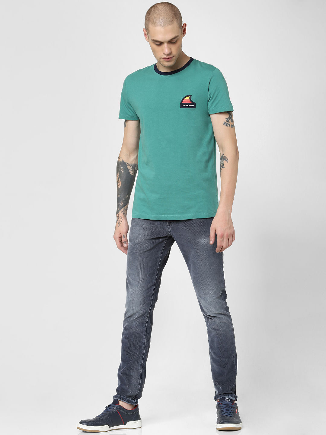 Green Logo Print Crew Neck T-shirt