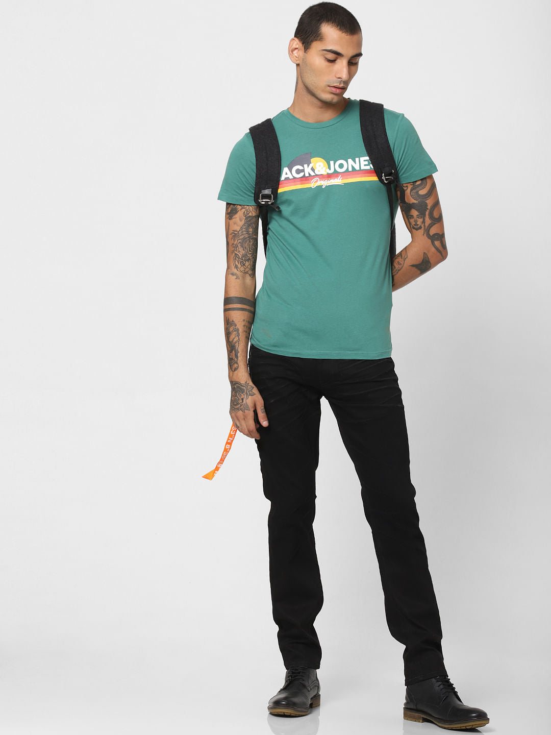 Green Logo Print Crew Neck T-shirt - S