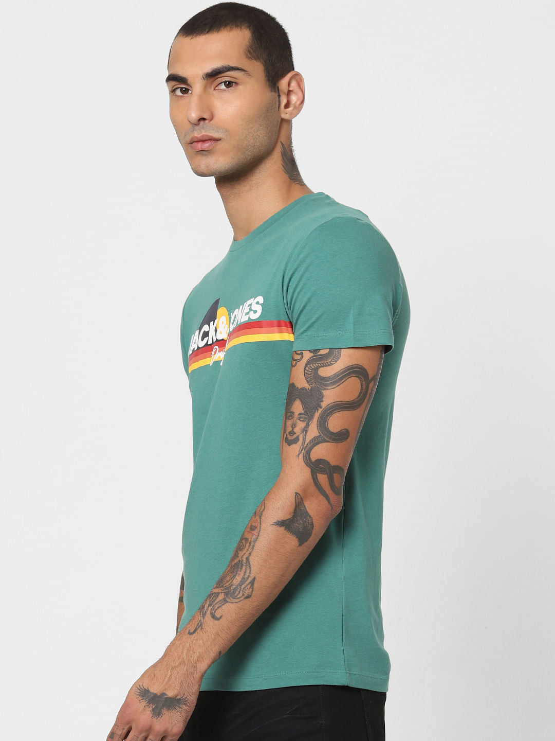 Green Logo Print Crew Neck T-shirt
