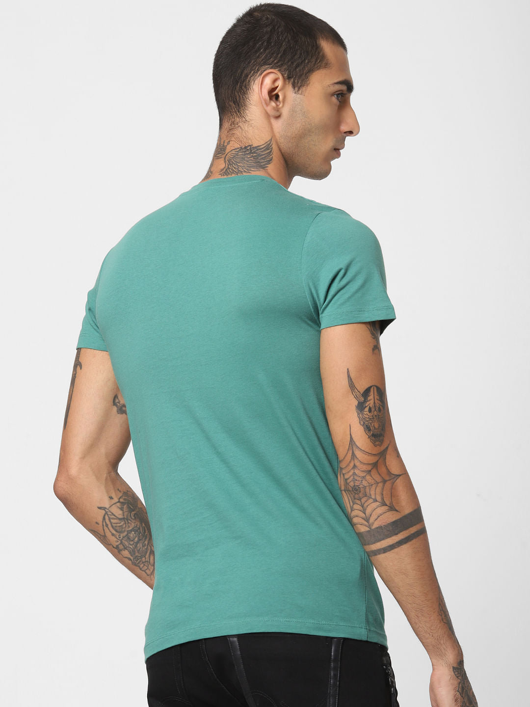Green Logo Print Crew Neck T-shirt