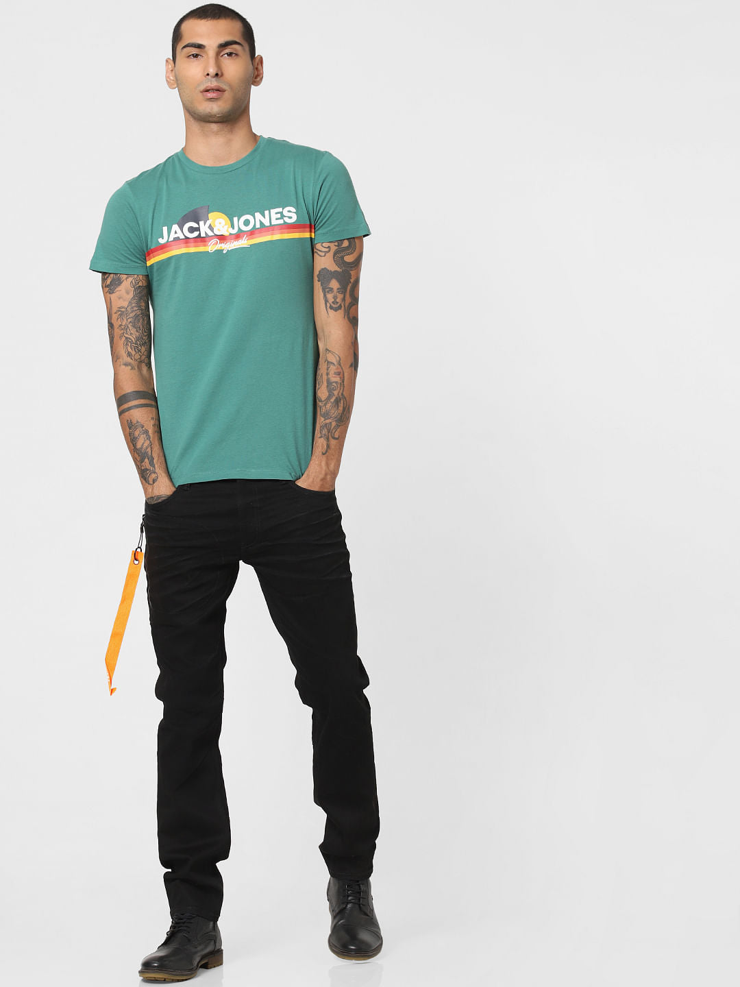 Green Logo Print Crew Neck T-shirt