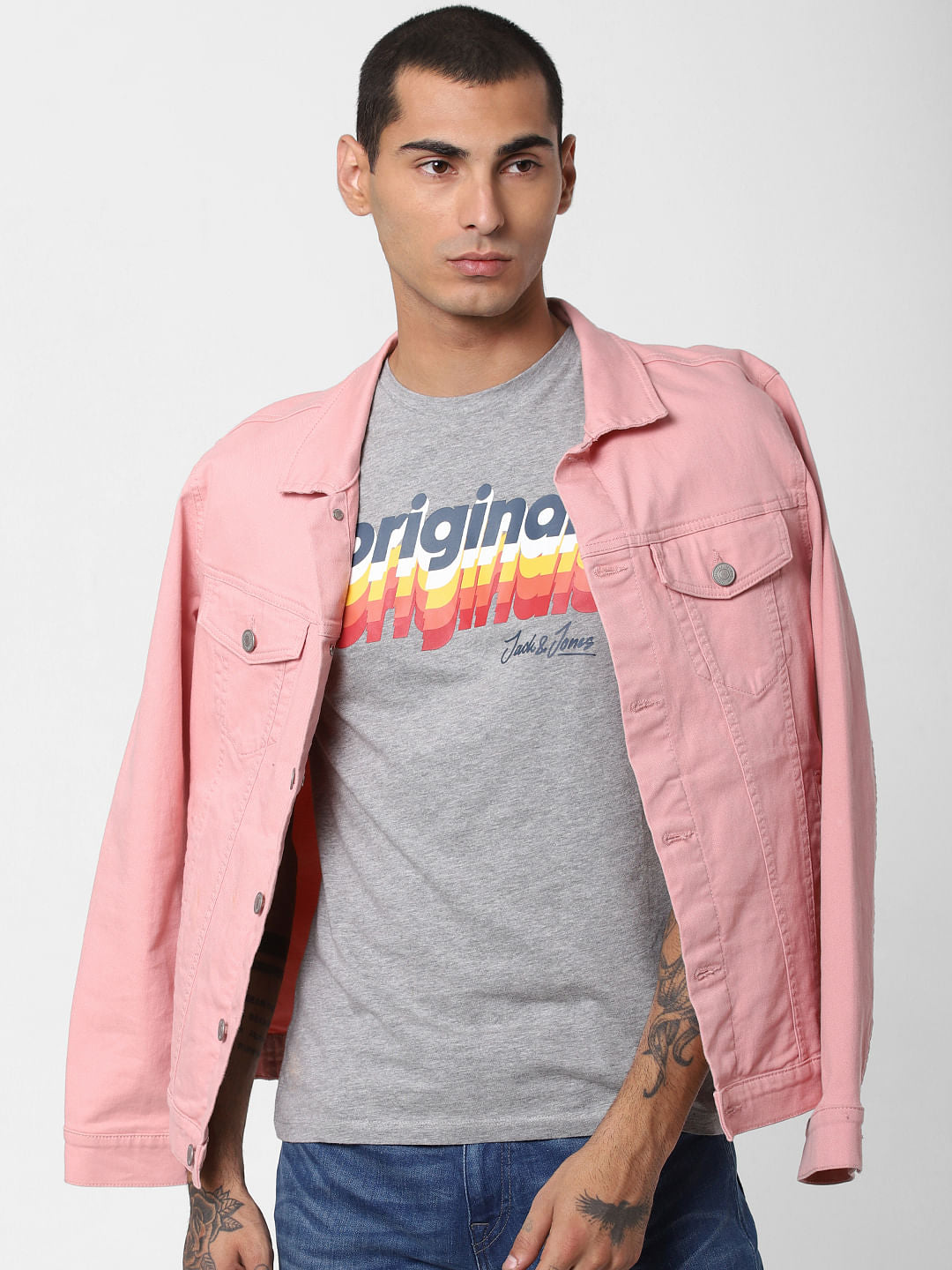 Grey Logo Print Crew Neck T-shirt - S