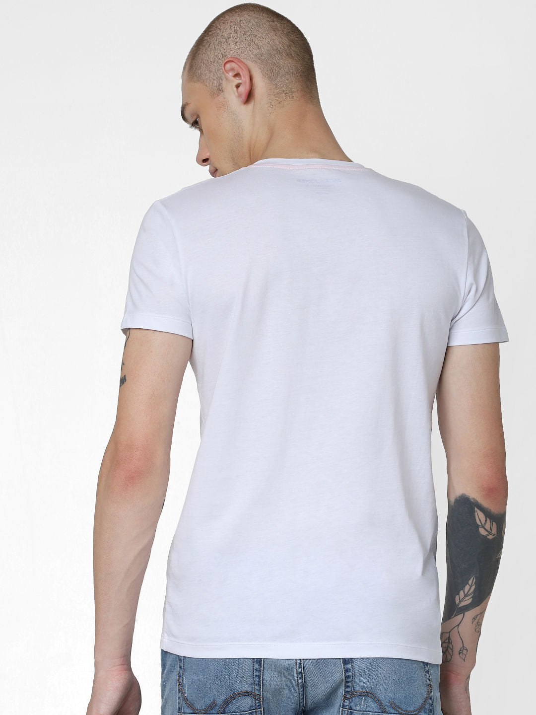 White Logo Print Crew Neck T-shirt