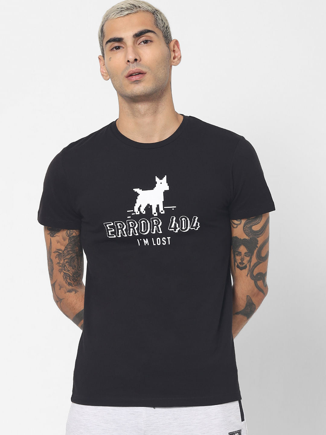 Black Graphic Print Crew Neck T-shirt