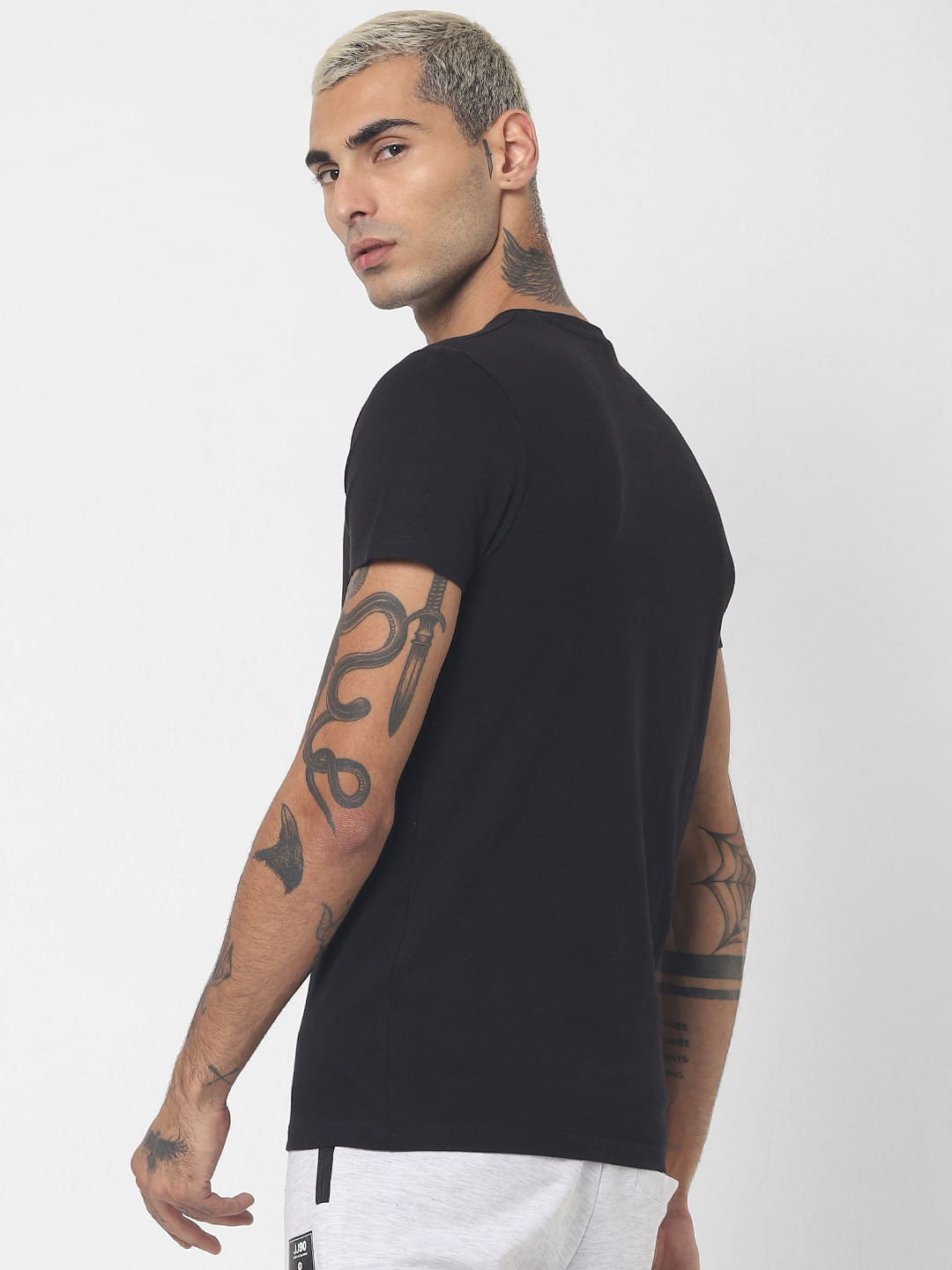 Black Graphic Print Crew Neck T-shirt