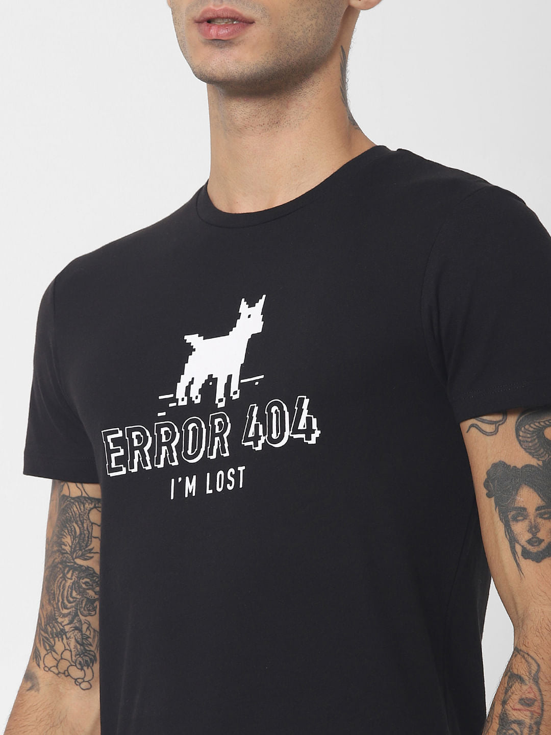 Black Graphic Print Crew Neck T-shirt