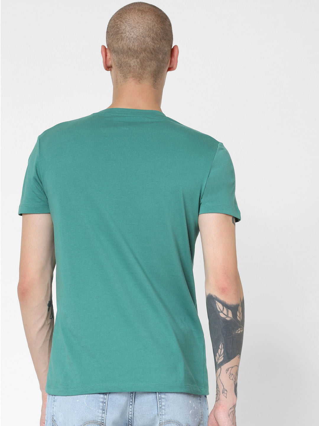 Green Slogan Print Crew Neck T-shirt