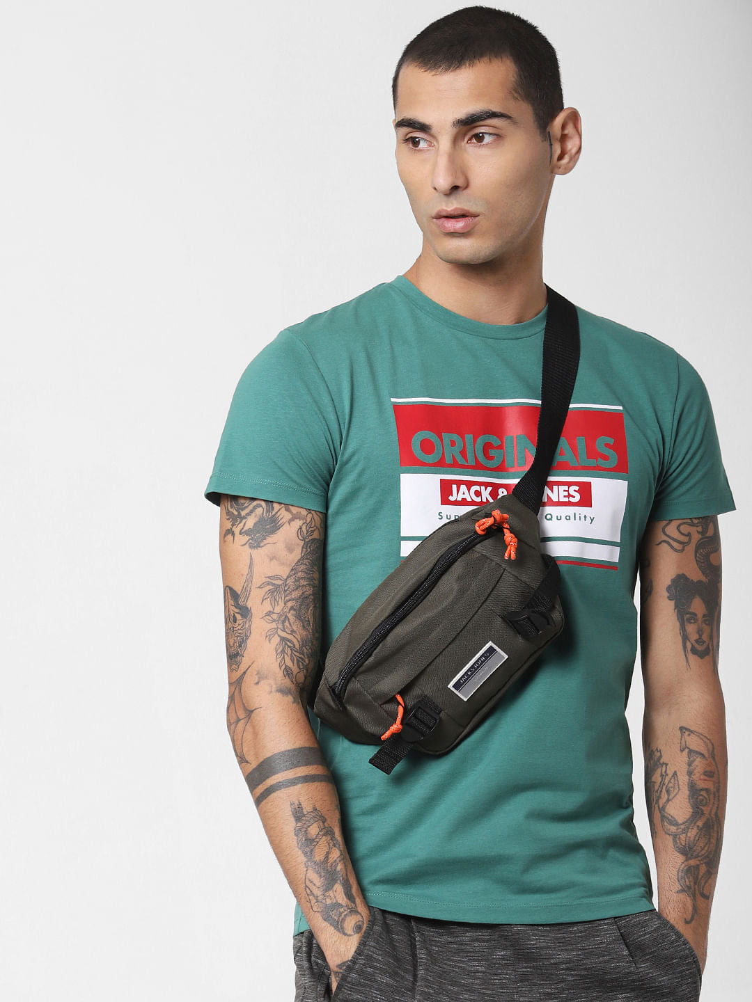 Green Logo Print Crew Neck T-shirt - S