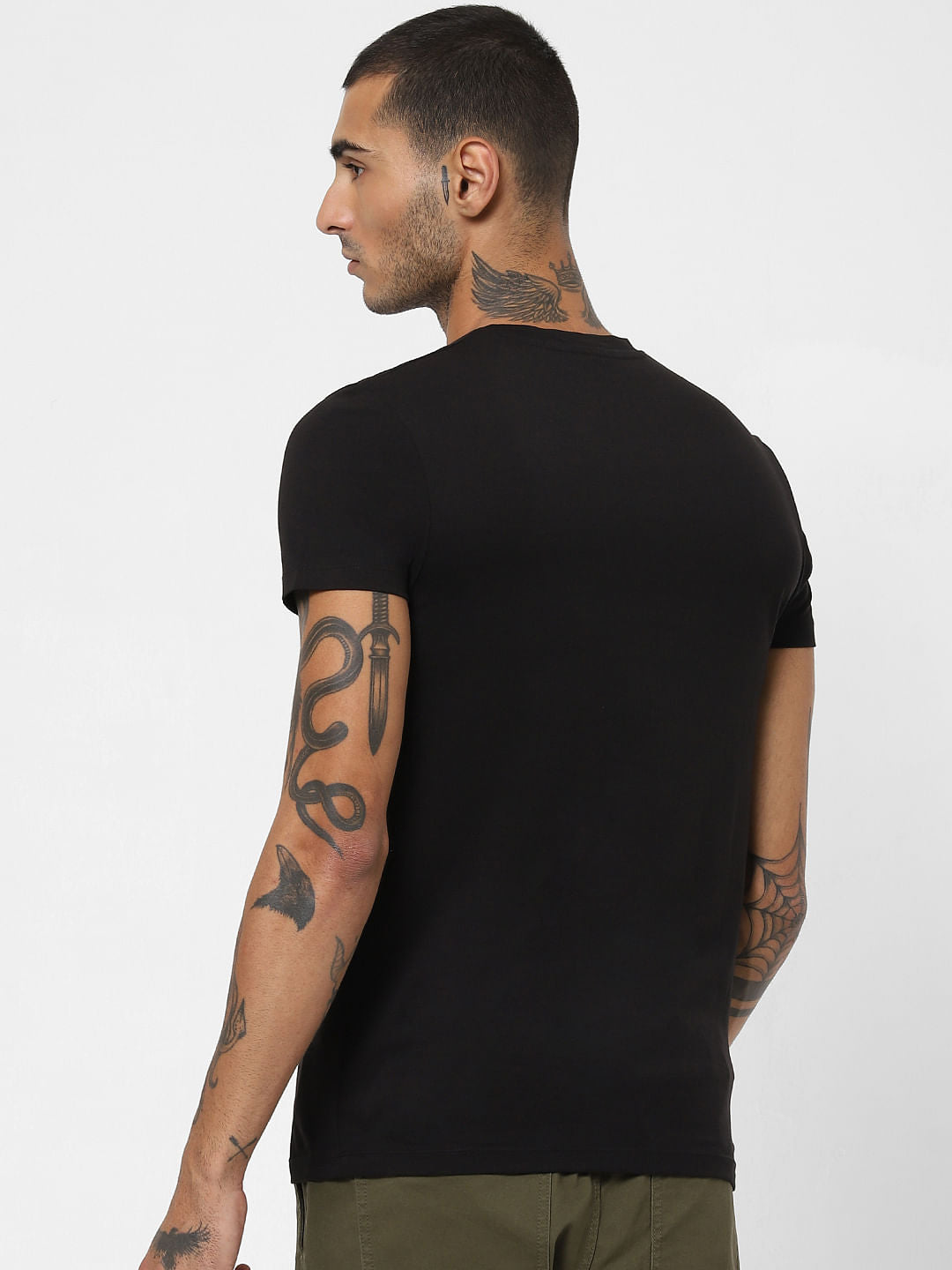 Black Slogan Print Crew Neck T-shirt