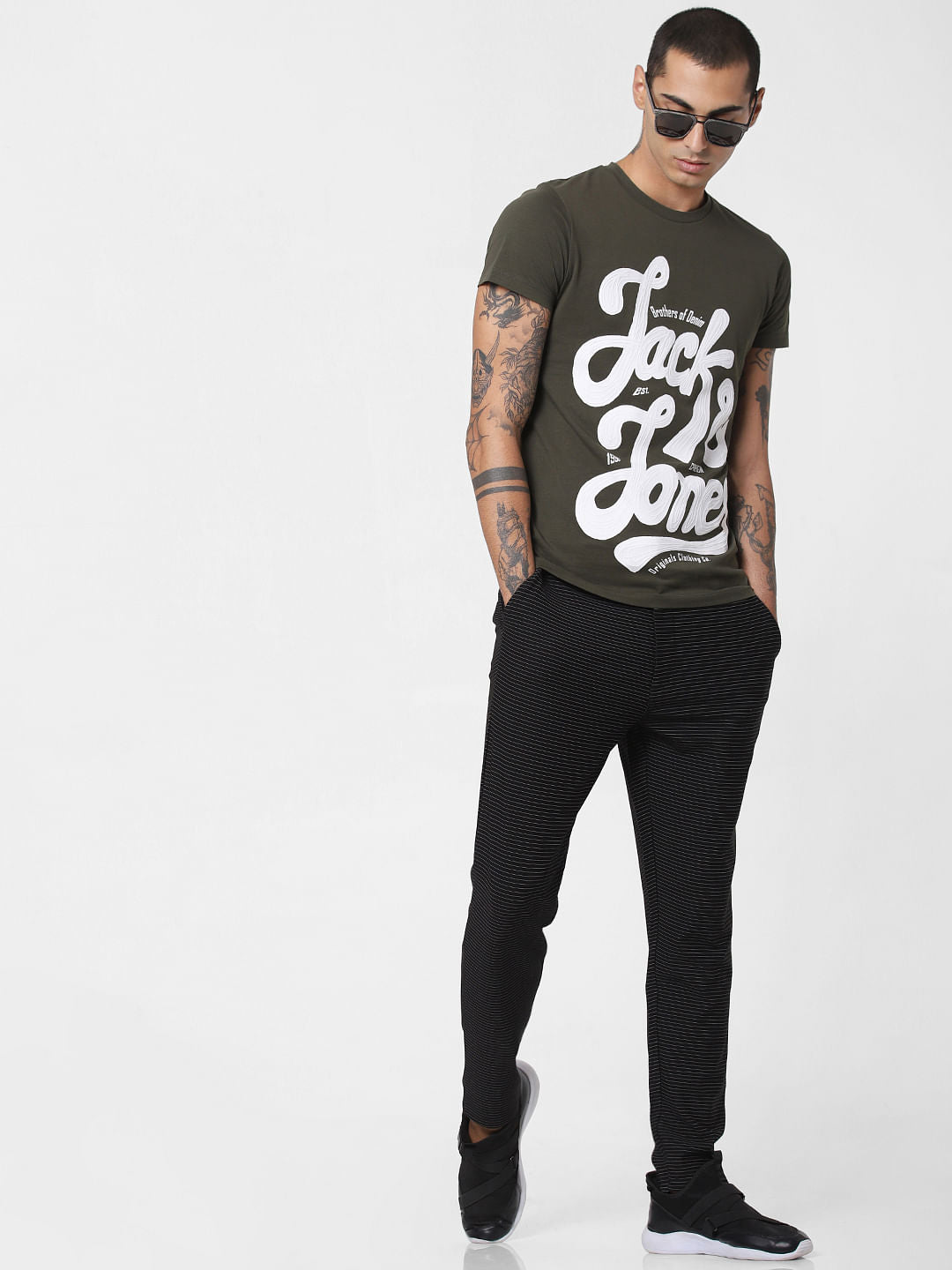 Green Logo Print Crew Neck T-shirt