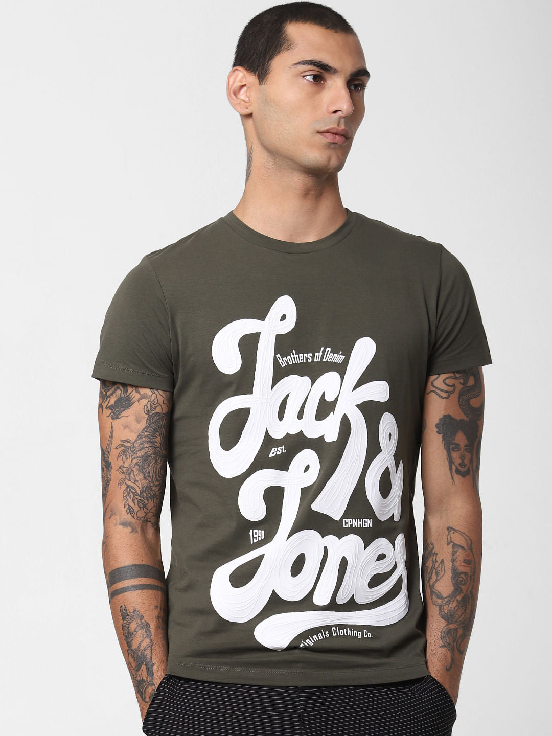 Green Logo Print Crew Neck T-shirt