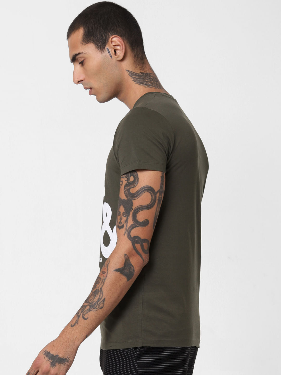 Green Logo Print Crew Neck T-shirt