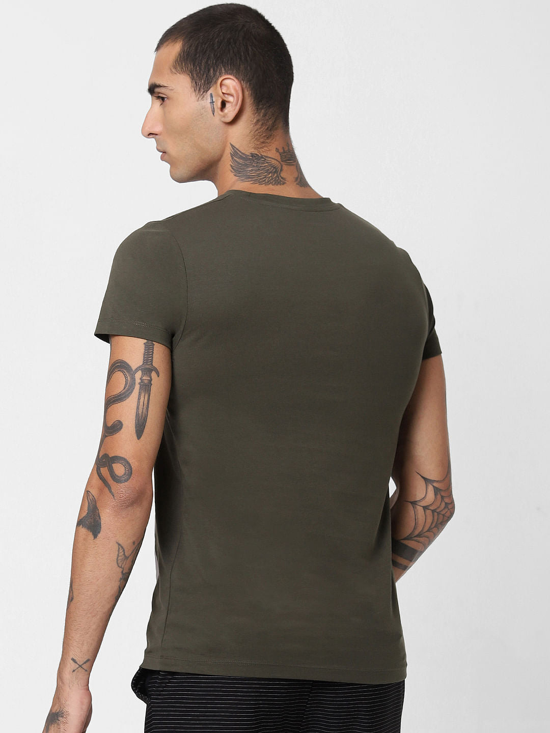 Green Logo Print Crew Neck T-shirt