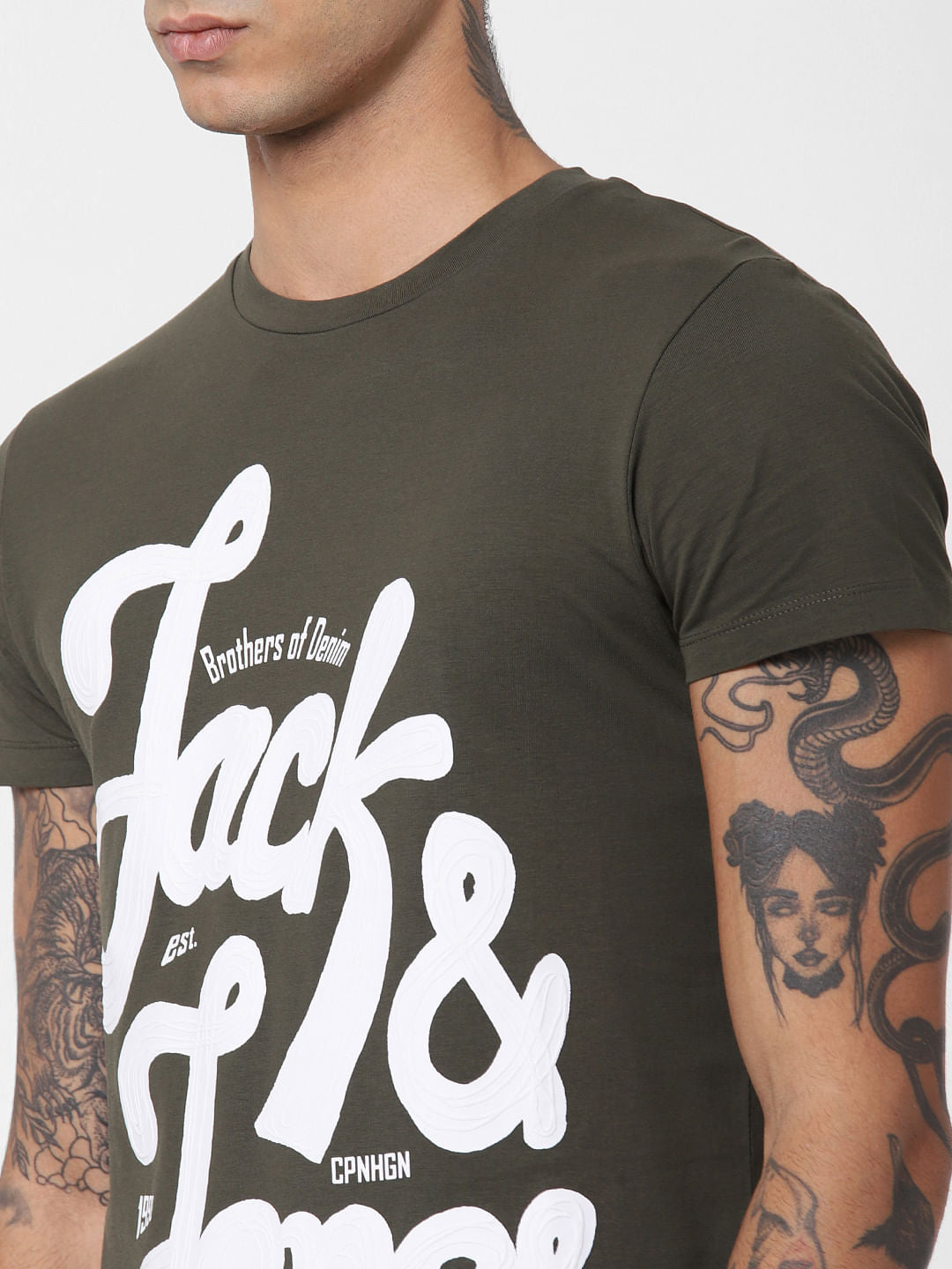 Green Logo Print Crew Neck T-shirt