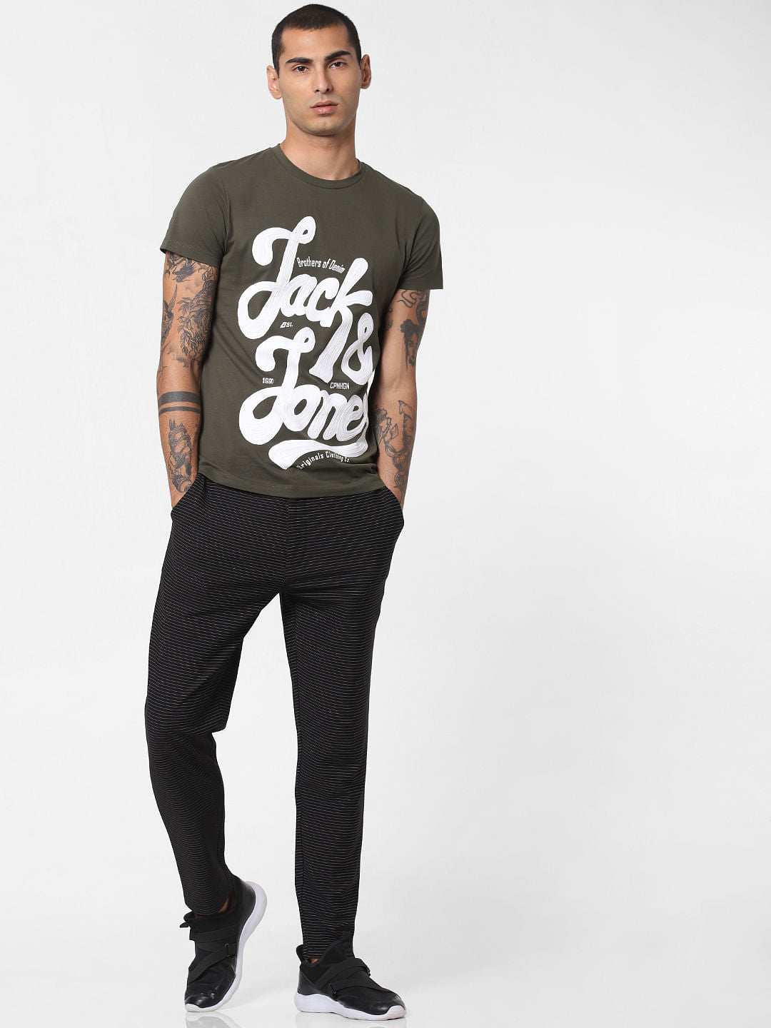 Green Logo Print Crew Neck T-shirt