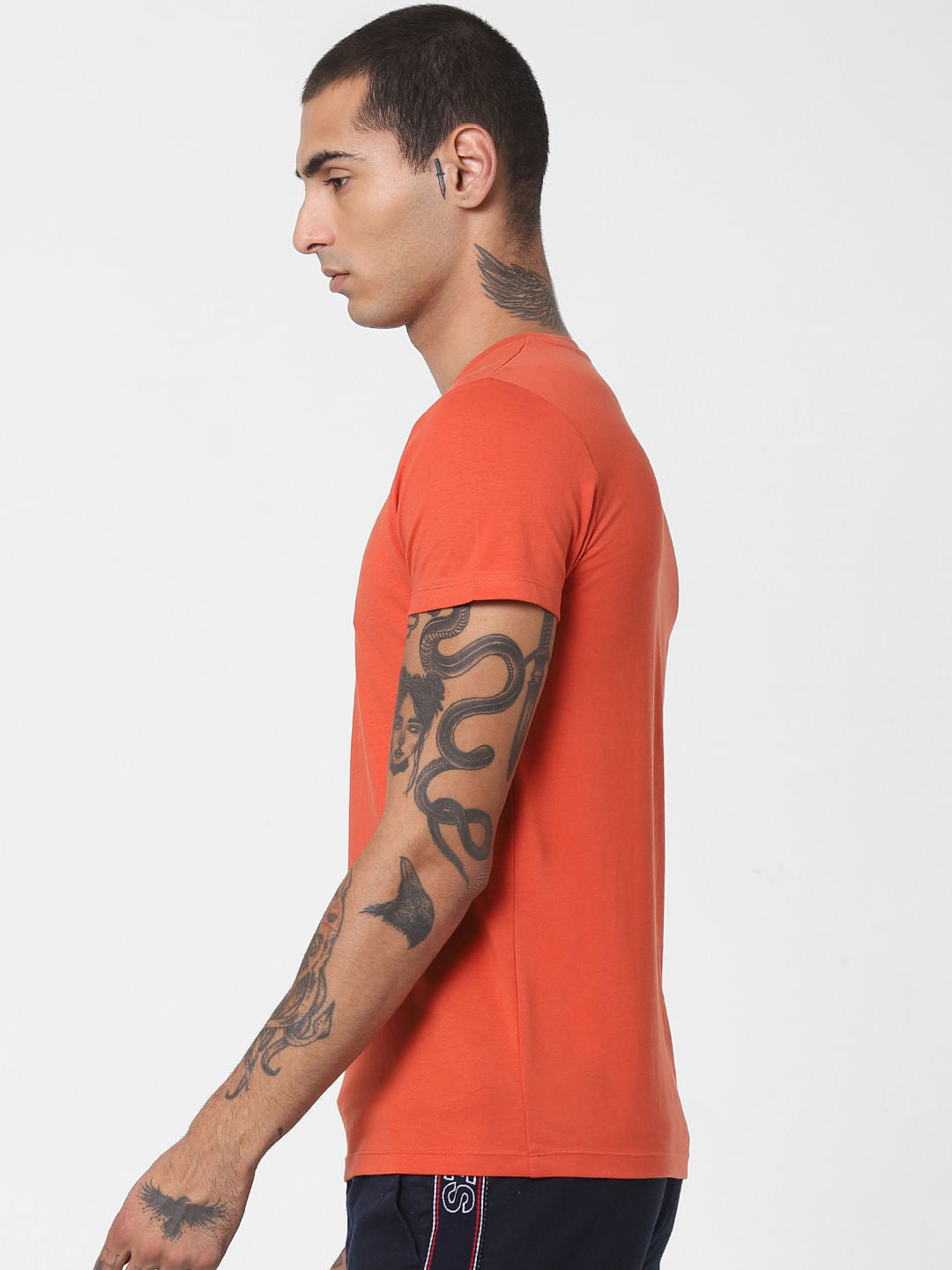 Orange Graphic Print Crew Neck T-shirt