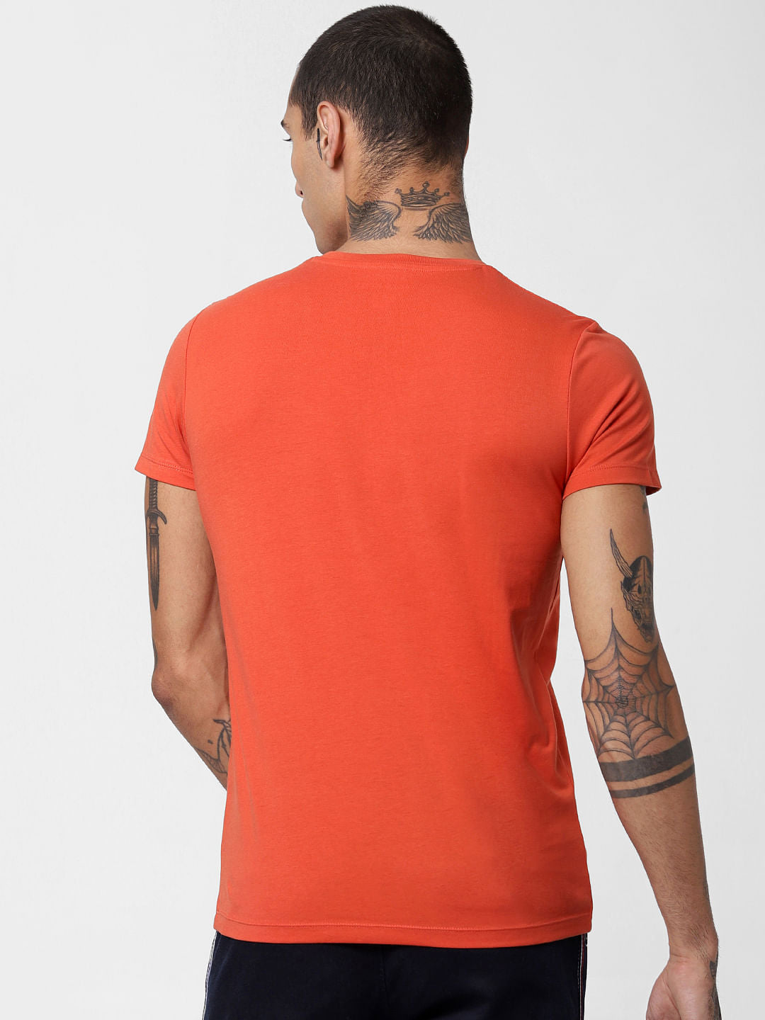 Orange Graphic Print Crew Neck T-shirt