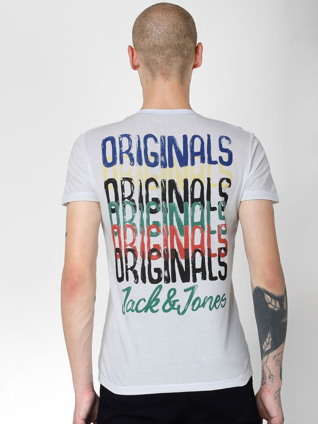 White Logo Print Crew Neck T-shirt