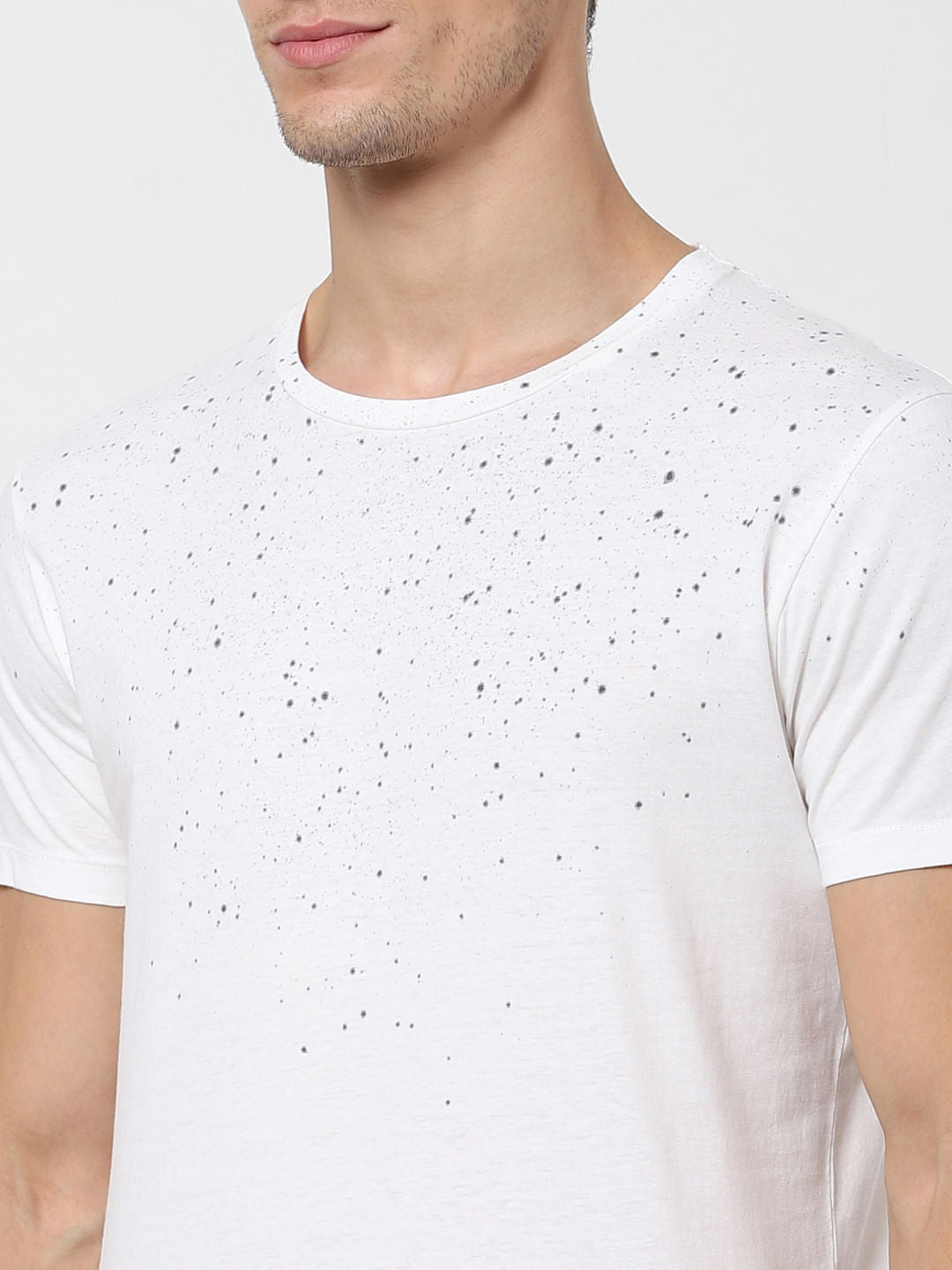 White Printed Crew Neck T-shirt