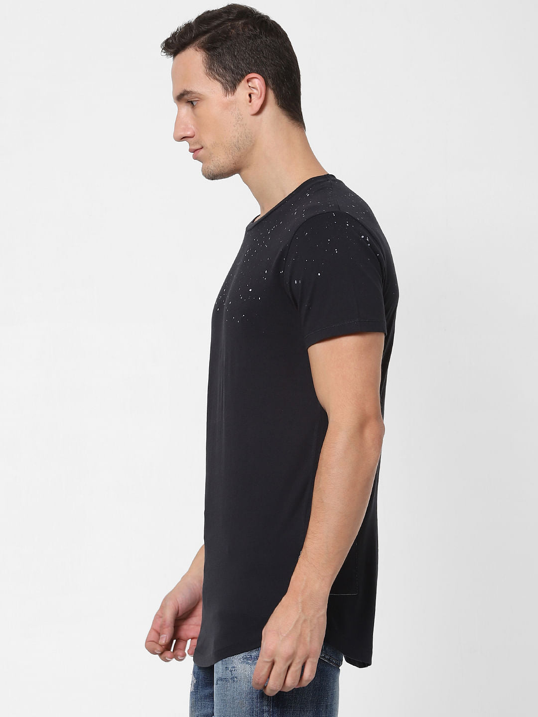 Black Printed Crew Neck T-shirt