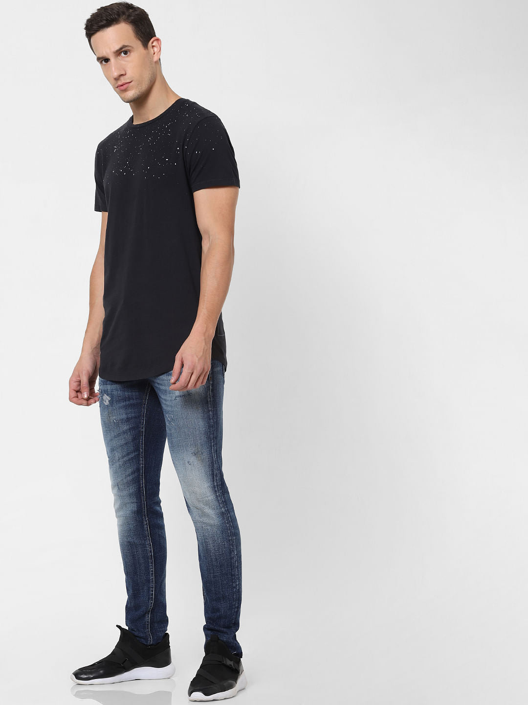 Black Printed Crew Neck T-shirt