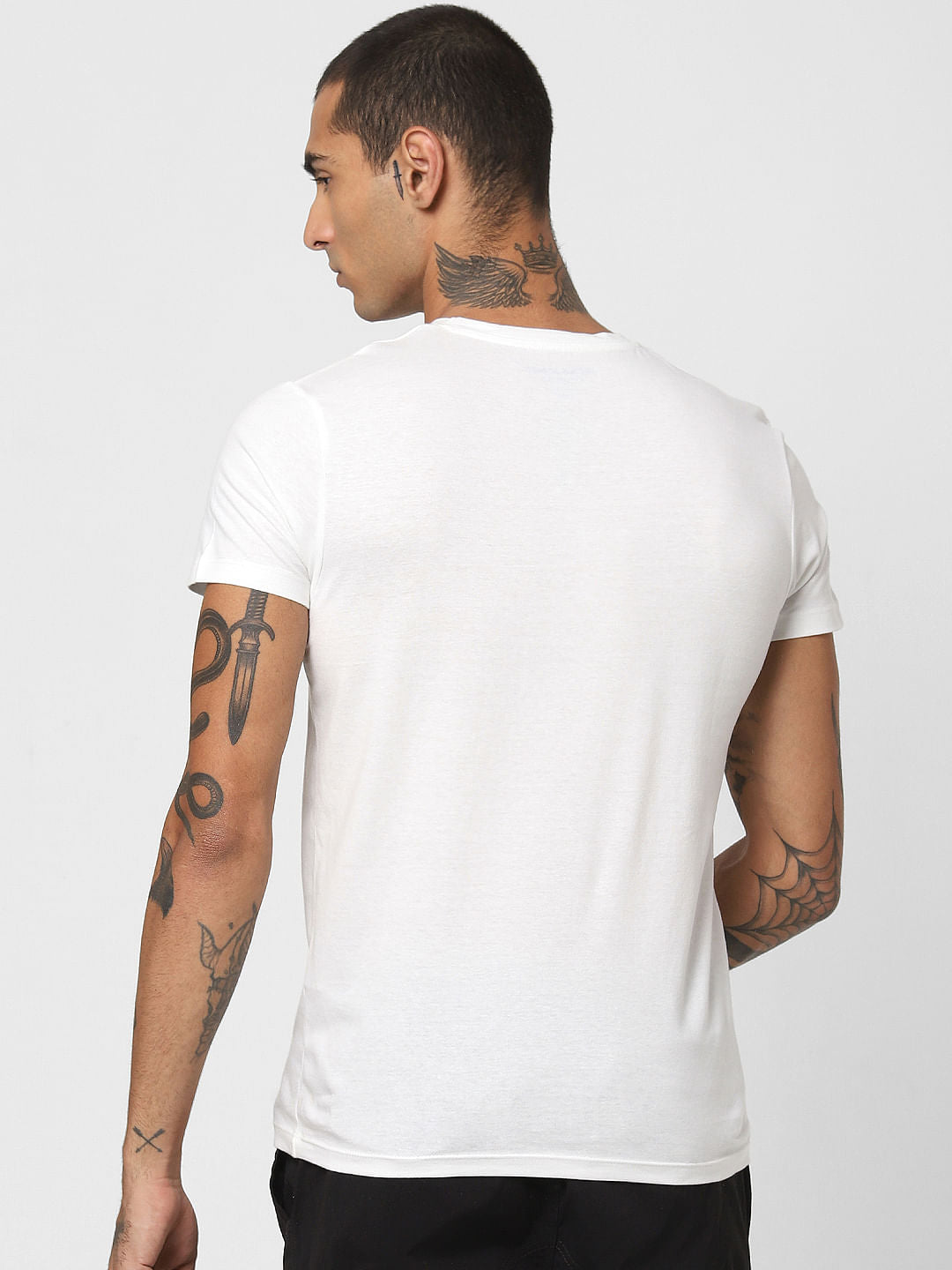 White Typographic Print Crew Neck T-shirt