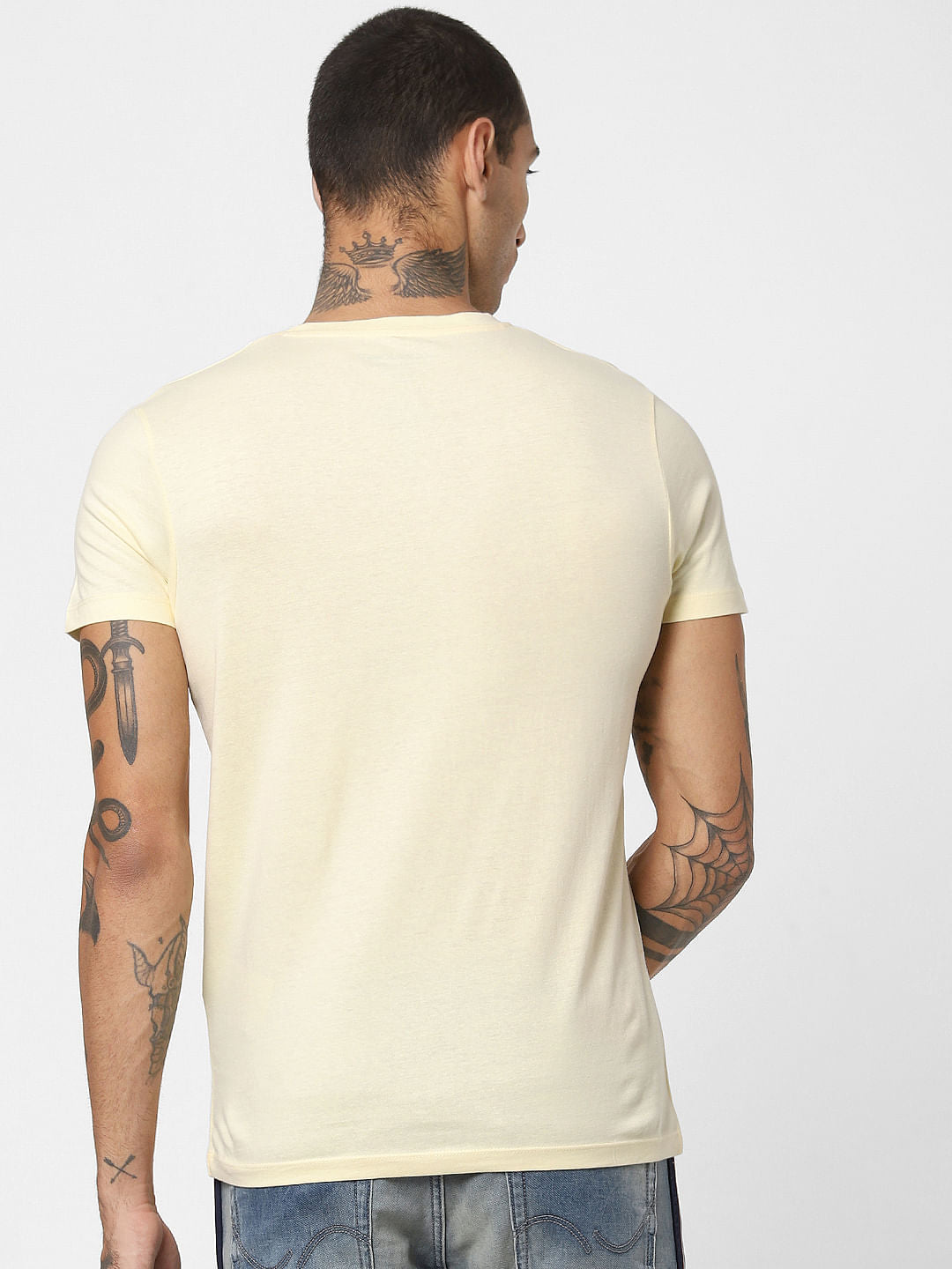Yellow Typographic Print Crew Neck T-shirt
